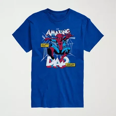Novelty Mens Crew Neck Short Sleeve Regular Fit Marvel Spiderman Big And Tall Graphic T-shirt In Blue