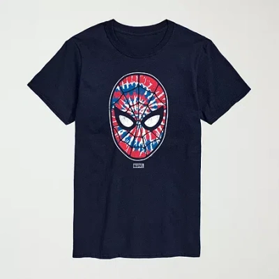 Novelty Mens Crew Neck Short Sleeve Regular Fit Marvel Spiderman Graphic T-shirt In Blue