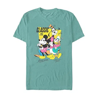 Novelty Mens Crew Neck Short Sleeve Regular Fit Mickey And Friends Graphic T-shirt In Green