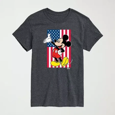 Novelty Mens Crew Neck Short Sleeve Regular Fit Mickey Mouse Big And Tall Graphic T-shirt In Gray
