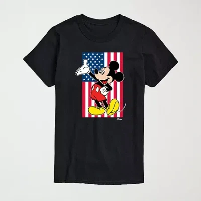 Novelty Mens Crew Neck Short Sleeve Regular Fit Mickey Mouse Graphic T-shirt In Black