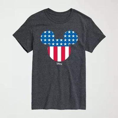 Novelty Mens Crew Neck Short Sleeve Regular Fit Mickey Mouse Graphic T-shirt In Gray