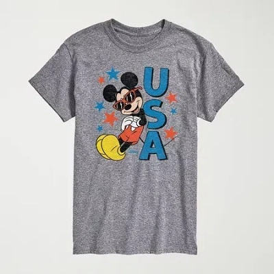 Novelty Mens Crew Neck Short Sleeve Regular Fit Mickey Mouse Graphic T-shirt In Gray