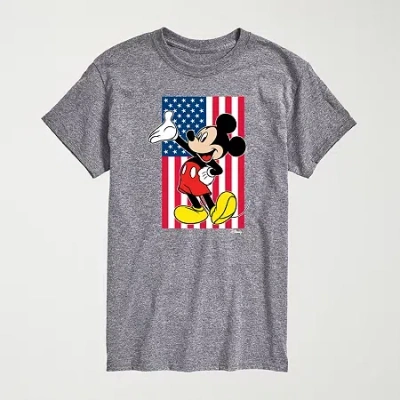 Novelty Mens Crew Neck Short Sleeve Regular Fit Mickey Mouse Graphic T-shirt In Gray