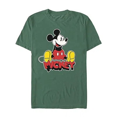 Novelty Mens Crew Neck Short Sleeve Regular Fit Mickey Mouse Graphic T-shirt In Green