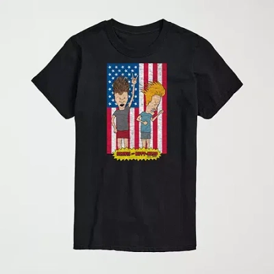 Novelty Mens Crew Neck Short Sleeve Regular Fit Mtv Graphic T-shirt In Black