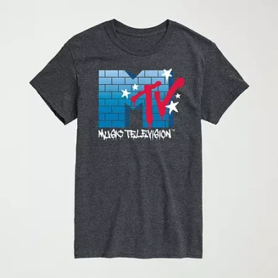 Novelty Mens Crew Neck Short Sleeve Regular Fit Mtv Graphic T-shirt In Gray