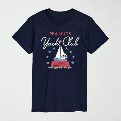 Novelty Mens Crew Neck Short Sleeve Regular Fit Peanuts Big And Tall Graphic T-shirt In Blue