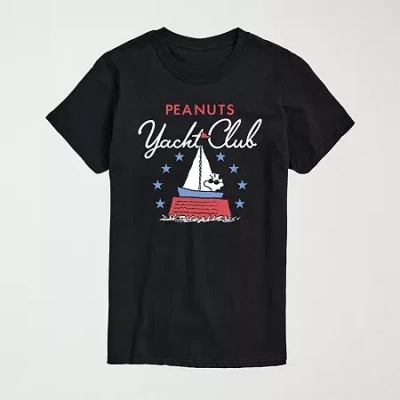 Novelty Mens Crew Neck Short Sleeve Regular Fit Peanuts Graphic T-shirt In Black