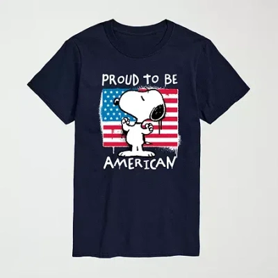 Novelty Mens Crew Neck Short Sleeve Regular Fit Peanuts Snoopy Big And Tall Graphic T-shirt In Blue