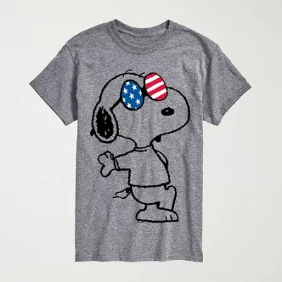 Novelty Mens Crew Neck Short Sleeve Regular Fit Peanuts Snoopy Big And Tall Graphic T-shirt In Gray