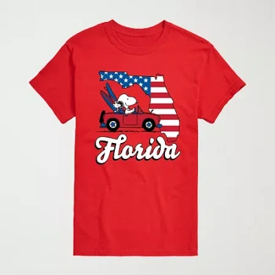 Novelty Mens Crew Neck Short Sleeve Regular Fit Peanuts Snoopy Big And Tall Graphic T-shirt In Red