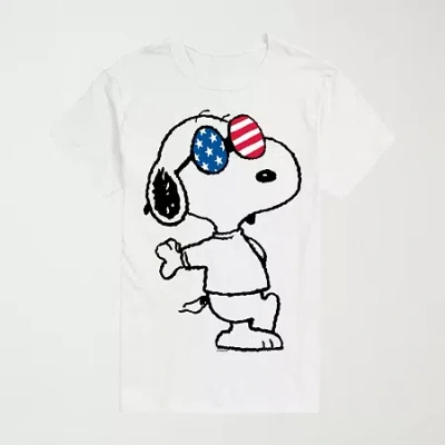 Novelty Mens Crew Neck Short Sleeve Regular Fit Peanuts Snoopy Graphic T-shirt In White