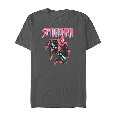Novelty Mens Crew Neck Short Sleeve Regular Fit Spiderman Graphic T-shirt In Black