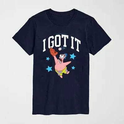 Novelty Mens Crew Neck Short Sleeve Regular Fit Spongebob Graphic T-shirt In Blue