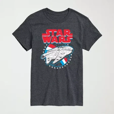 Novelty Mens Crew Neck Short Sleeve Regular Fit Star Wars Big And Tall Graphic T-shirt In Gray