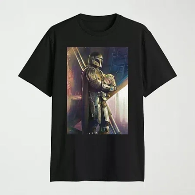 Novelty Mens Crew Neck Short Sleeve Regular Fit Star Wars Graphic T-shirt In Black