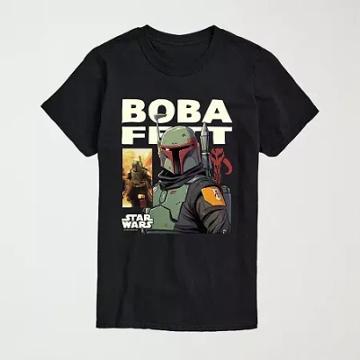 Novelty Mens Crew Neck Short Sleeve Regular Fit Star Wars Graphic T-shirt In Black