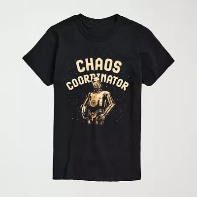 Novelty Mens Crew Neck Short Sleeve Regular Fit Star Wars Graphic T-shirt In Black