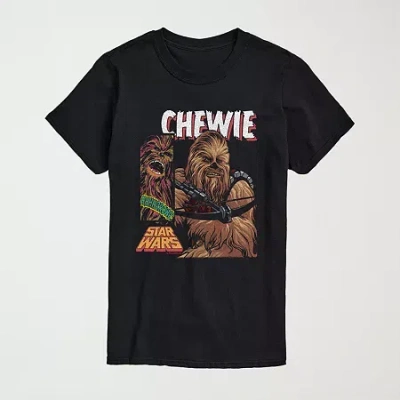 Novelty Mens Crew Neck Short Sleeve Regular Fit Star Wars Graphic T-shirt In Black