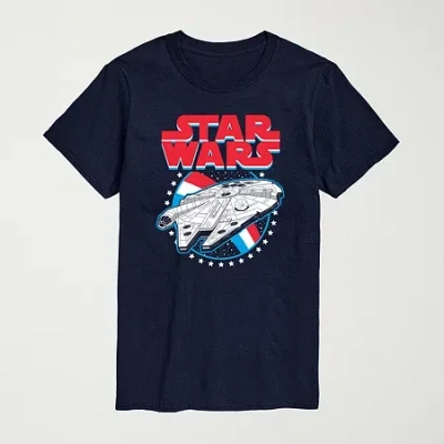 Novelty Mens Crew Neck Short Sleeve Regular Fit Star Wars Graphic T-shirt In Blue