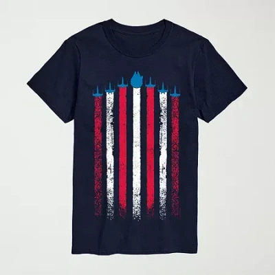 Novelty Mens Crew Neck Short Sleeve Regular Fit Star Wars Graphic T-shirt In Blue