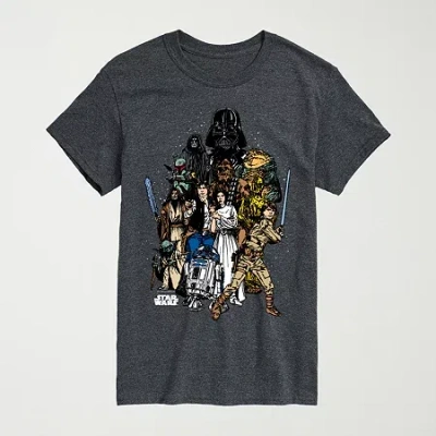 Novelty Mens Crew Neck Short Sleeve Regular Fit Star Wars Graphic T-shirt In Gray