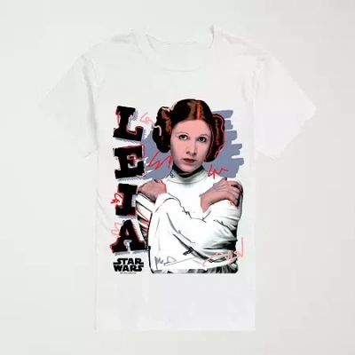 Novelty Mens Crew Neck Short Sleeve Regular Fit Star Wars Graphic T-shirt In White
