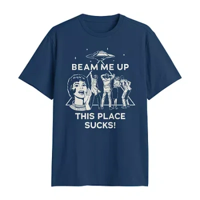 Novelty Mens Crew Neck Short Sleeve Regular Fit Stranger Things Graphic T-shirt In Blue