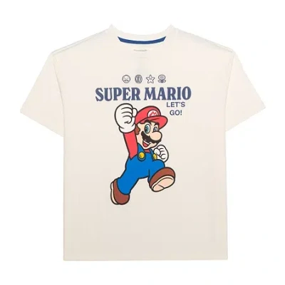 Novelty Mens Crew Neck Short Sleeve Regular Fit Super Mario Graphic T-shirt In White