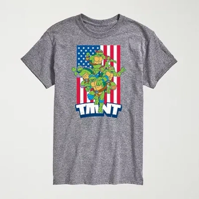 Novelty Mens Crew Neck Short Sleeve Regular Fit Teenage Mutant Ninja Turtles Graphic T-shirt In Gray
