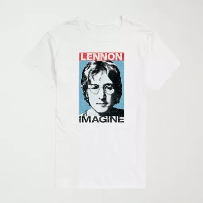 Novelty Mens Crew Neck Short Sleeve Regular Fit The Beatles Graphic T-shirt In White