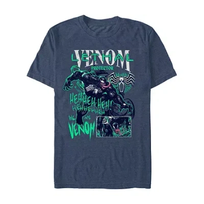 Novelty Mens Crew Neck Short Sleeve Regular Fit Venom Graphic T-shirt In Blue