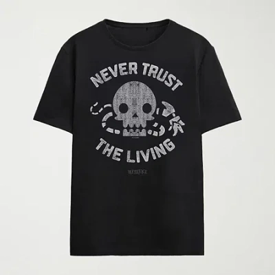 Novelty Mens Crew Neck Short Sleeve Relaxed Fit Beetlejuice Graphic T-shirt In Black