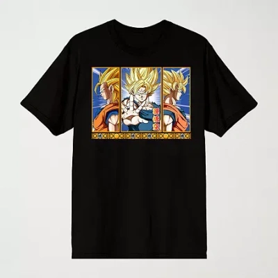 Novelty Mens Crew Neck Short Sleeve Relaxed Fit Dragon Ball Z Graphic T-shirt In Black