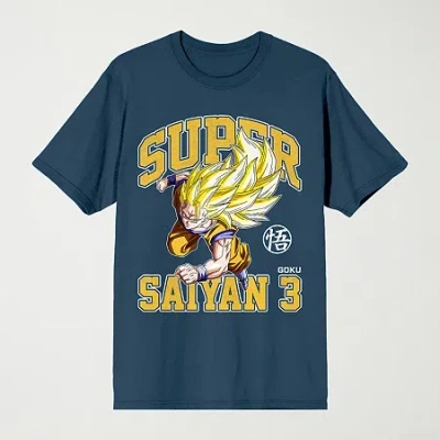 Novelty Mens Crew Neck Short Sleeve Relaxed Fit Dragon Ball Z Graphic T-shirt In Blue