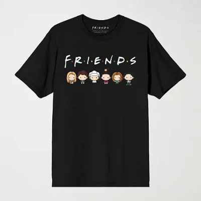 Novelty Mens Crew Neck Short Sleeve Relaxed Fit Friends Graphic T-shirt In Black