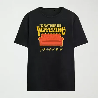 Novelty Mens Crew Neck Short Sleeve Relaxed Fit Friends Graphic T-shirt In Blue
