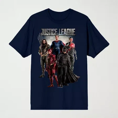 Novelty Mens Crew Neck Short Sleeve Relaxed Fit Justice League Graphic T-shirt In Blue