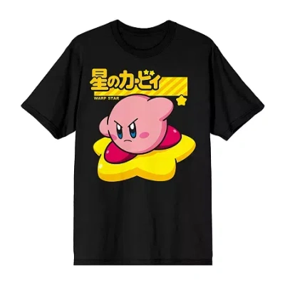 Novelty Mens Crew Neck Short Sleeve Relaxed Fit Kirby Graphic T-shirt In Black