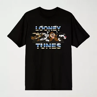 Novelty Mens Crew Neck Short Sleeve Relaxed Fit Looney Tunes Graphic T-shirt In Black