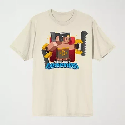 Novelty Mens Crew Neck Short Sleeve Relaxed Fit Minecraft Graphic T-shirt In Sand