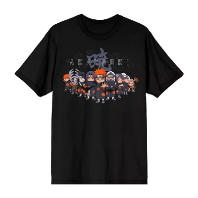 Novelty Mens Crew Neck Short Sleeve Relaxed Fit Naruto Graphic T-shirt In Black
