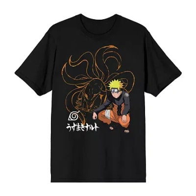 Novelty Mens Crew Neck Short Sleeve Relaxed Fit Naruto Graphic T-shirt In Black