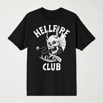 Novelty Mens Crew Neck Short Sleeve Relaxed Fit Stranger Things Graphic T-shirt In Black