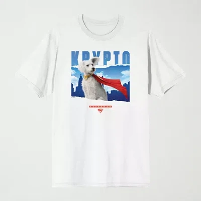 Novelty Mens Crew Neck Short Sleeve Relaxed Fit Superman Graphic T-shirt In White