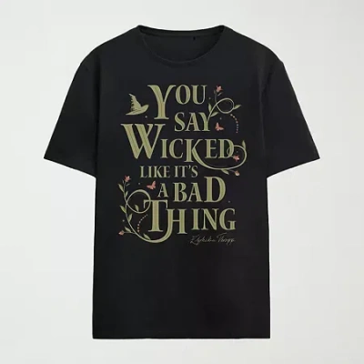 Novelty Mens Crew Neck Short Sleeve Relaxed Fit Wicked Graphic T-shirt In Black