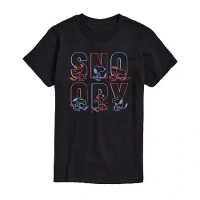 Novelty Mens Crew Neck Short Sleeve Snoopy Graphic T-shirt In Black