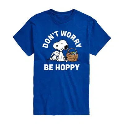 Novelty Mens Crew Neck Short Sleeve Snoopy Graphic T-shirt In Blue