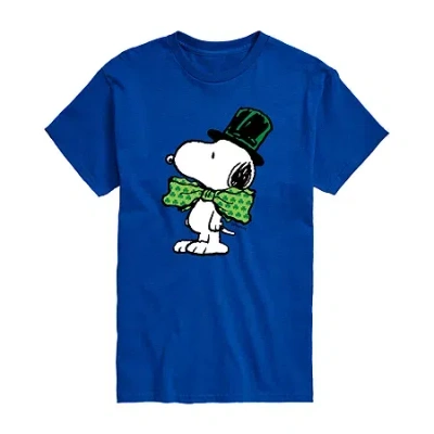 Novelty Mens Crew Neck Short Sleeve Snoopy Graphic T-shirt In Blue